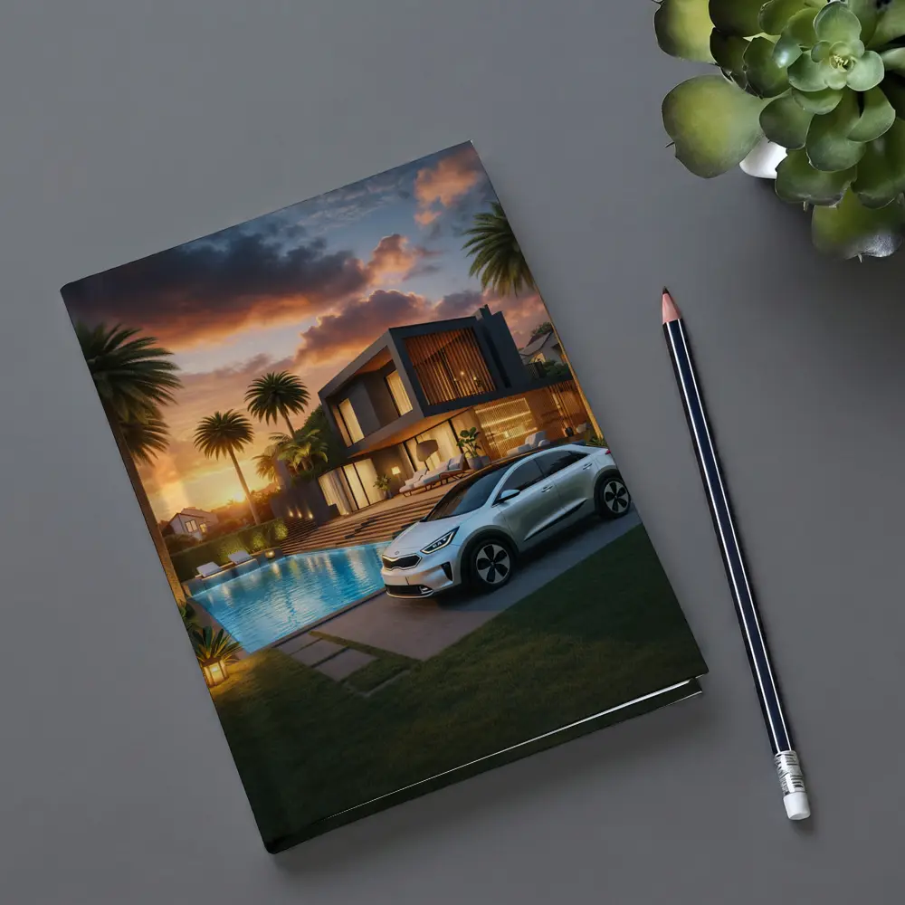 Kia Niro SUV Parked By Luxury Villa – Notebooks