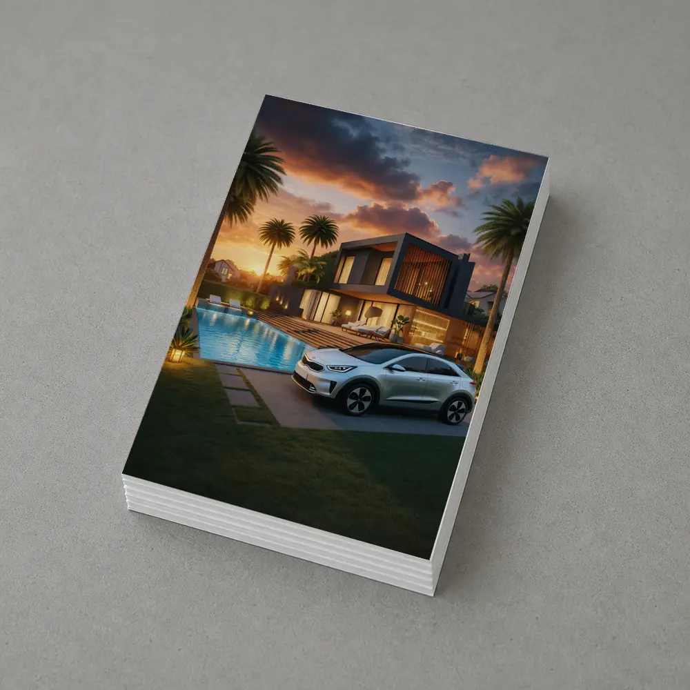 Kia Niro SUV Parked By Luxury Villa – Postcards