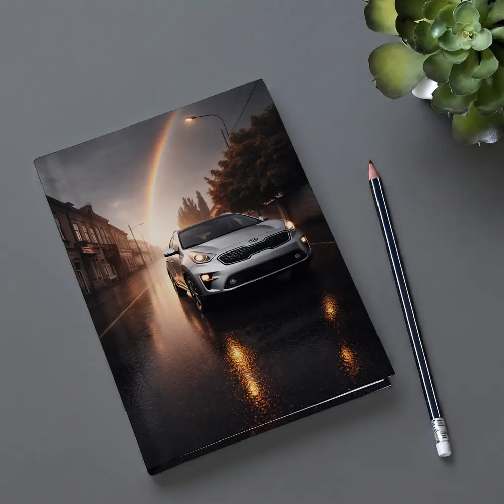 Kia Niro SUV on Rainy Street Rainbow – Notebooks