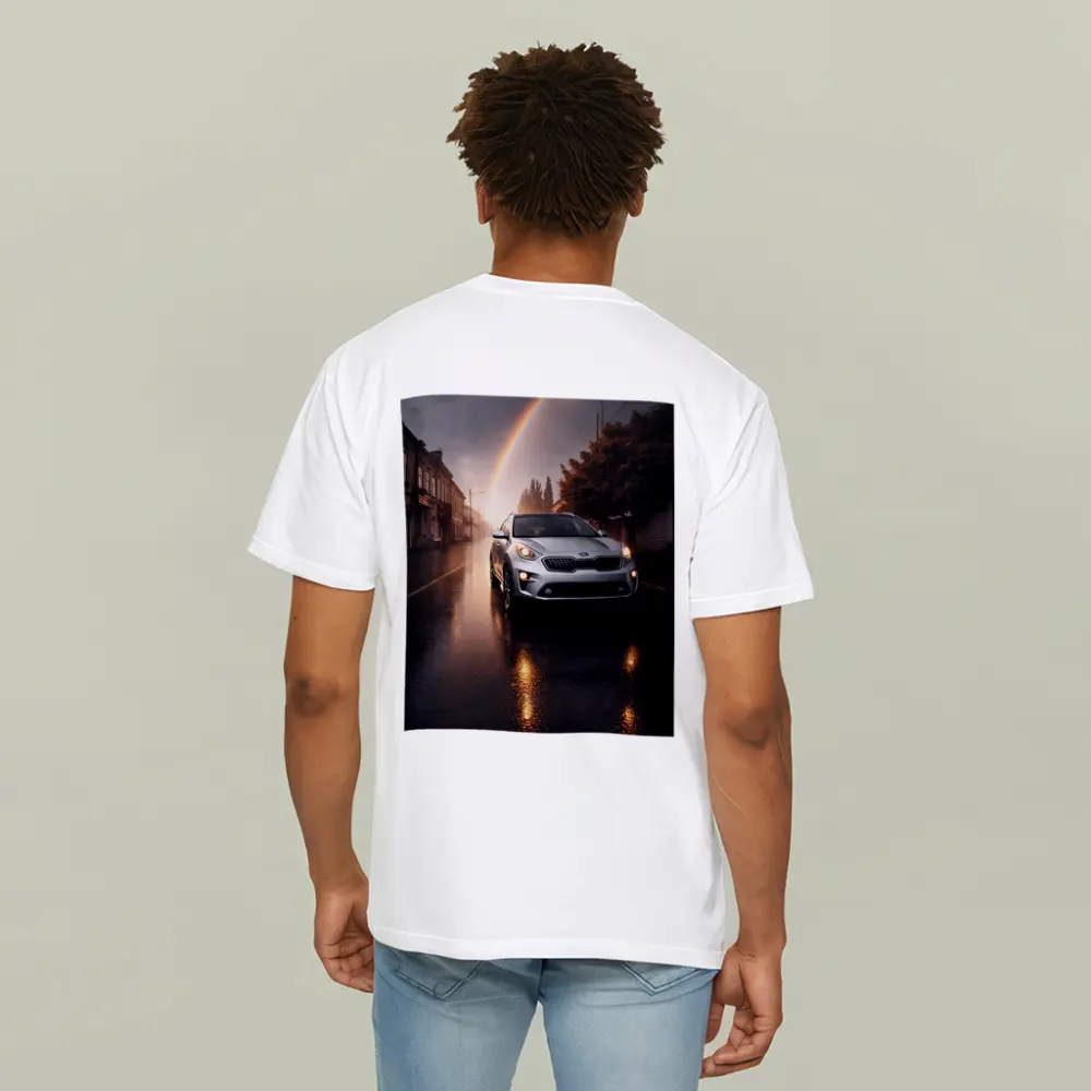 Kia Niro SUV on Rainy Street Rainbow – T-Shirts