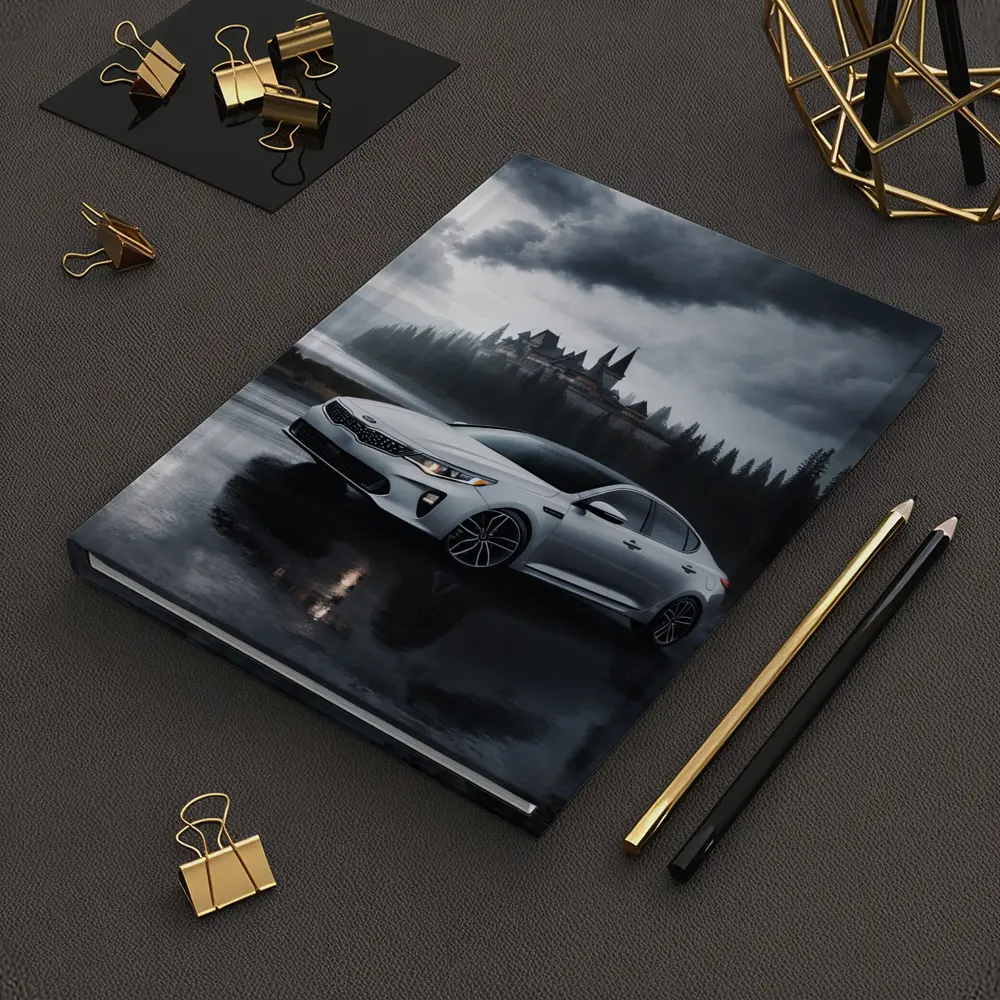 Kia Optima White Sedan Dark Stormy Castle – Notebooks