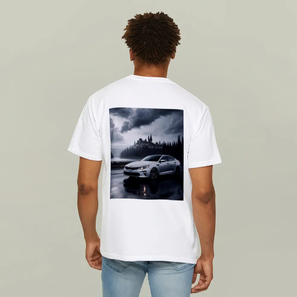 Kia Optima White Sedan Dark Stormy Castle – T-Shirts
