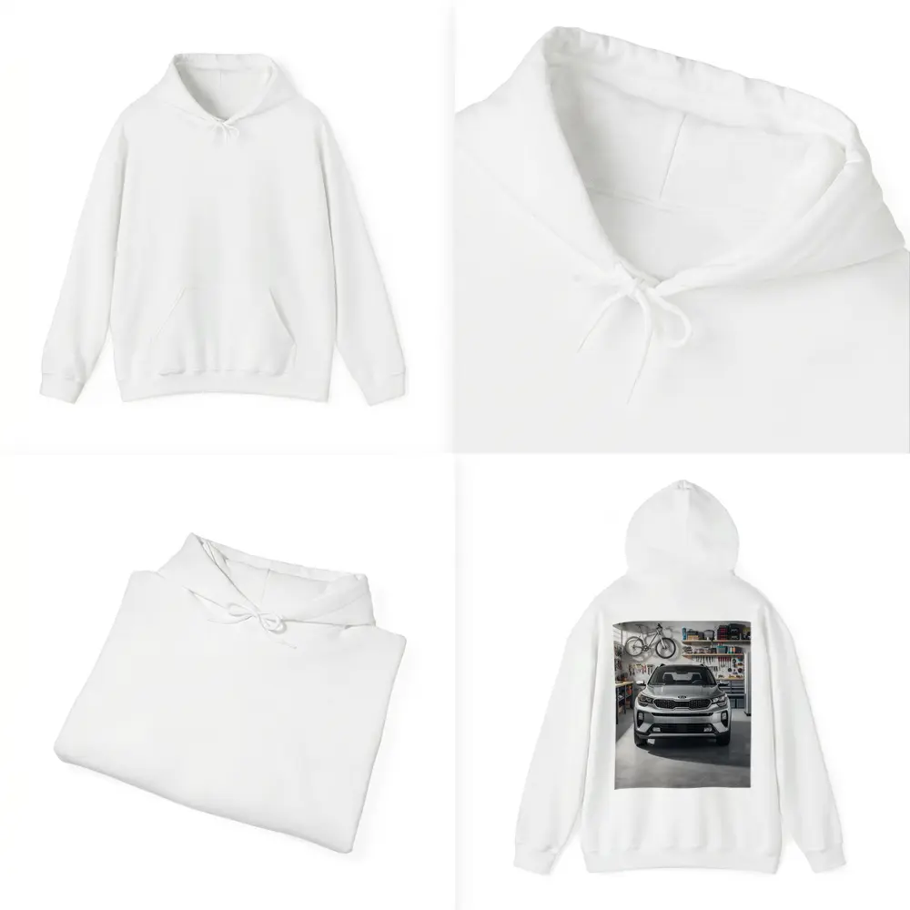 Kia Seltos SUV Parked Inside Garage – Hoodies