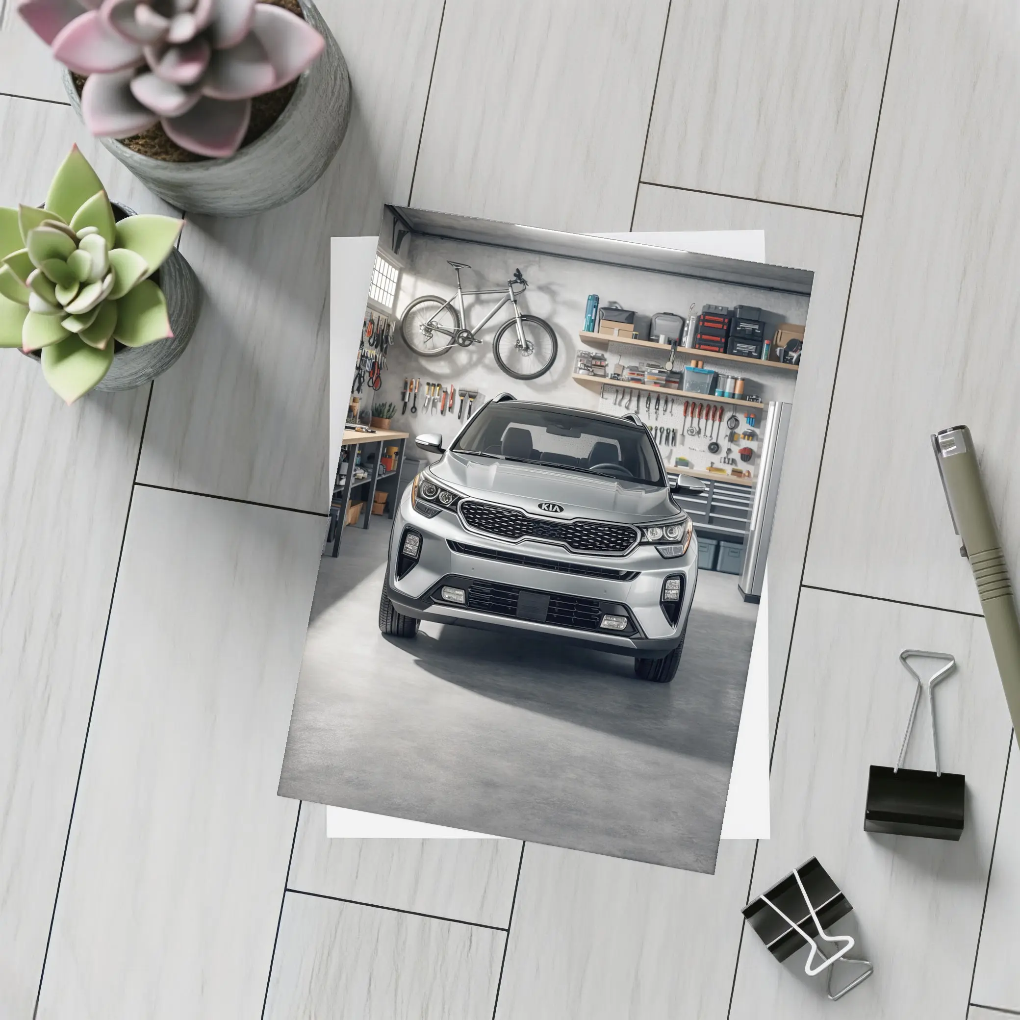 Kia Seltos SUV Parked Inside Garage – Postcards