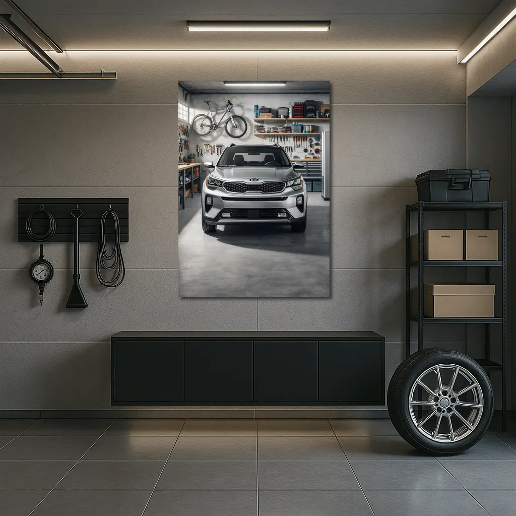 Kia Seltos SUV Parked Inside Garage – Wall Art