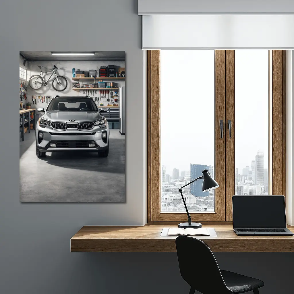 Kia Seltos SUV Parked Inside Garage – Wall Art