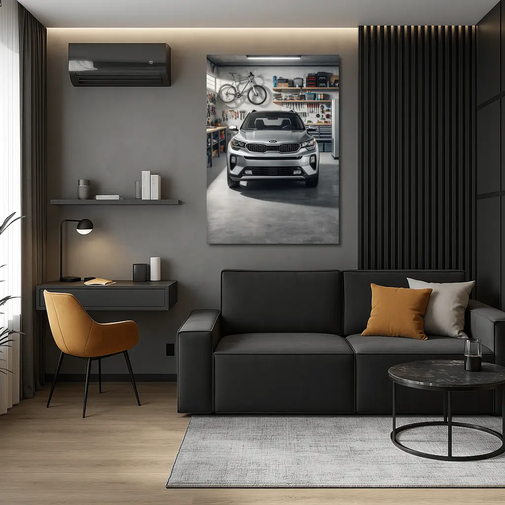 Kia Seltos SUV Parked Inside Garage – Wall Art