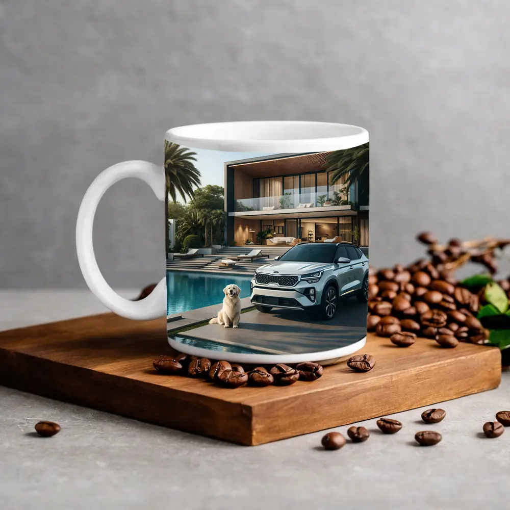 Kia Seltos SUV Luxury Villa Pool Setting – Mugs