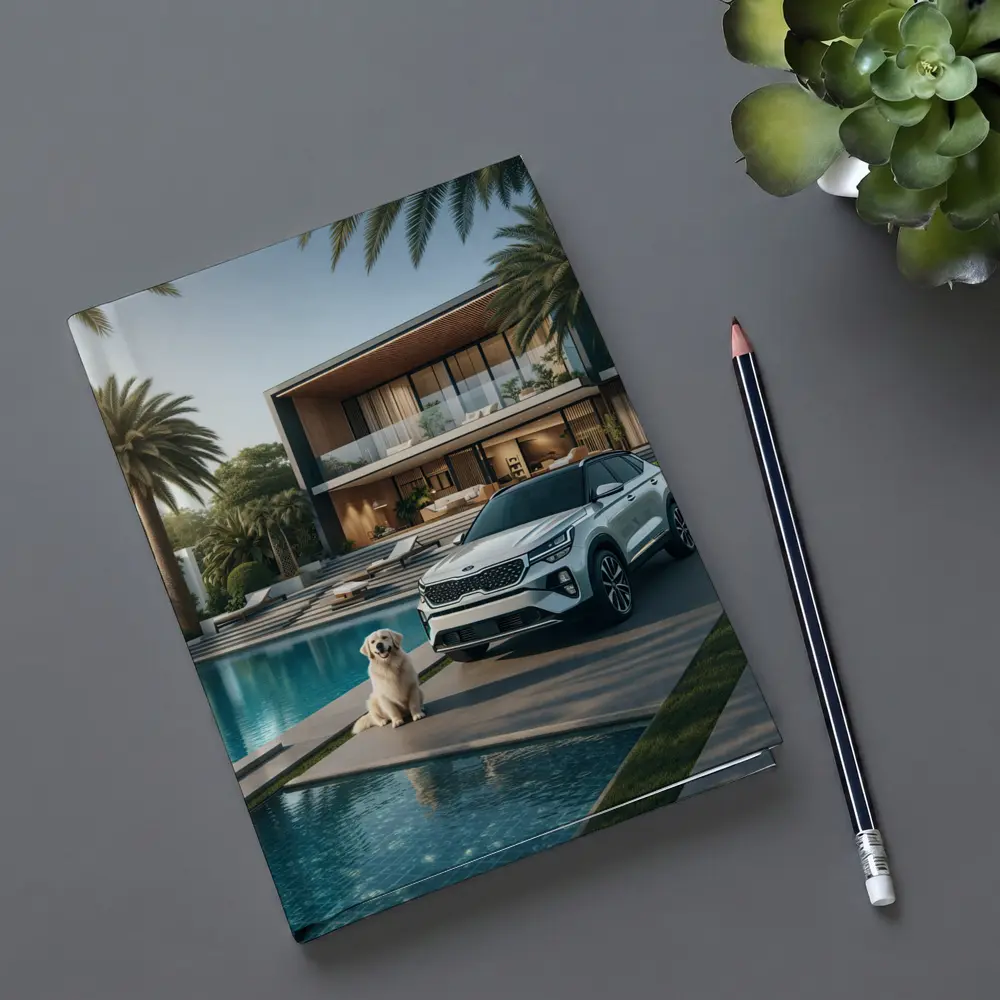 Kia Seltos SUV Luxury Villa Pool Setting – Notebooks