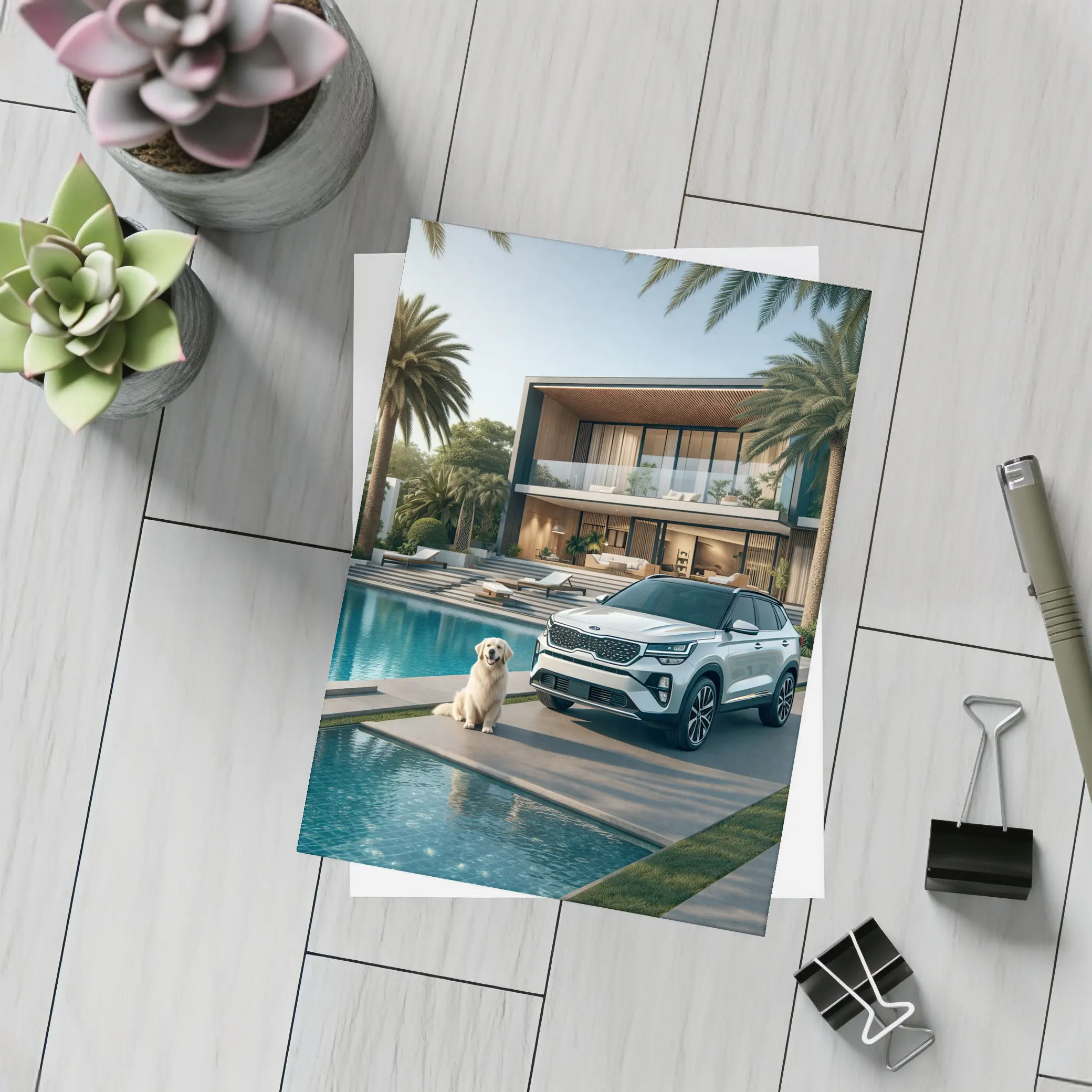 Kia Seltos SUV Luxury Villa Pool Setting – Postcards