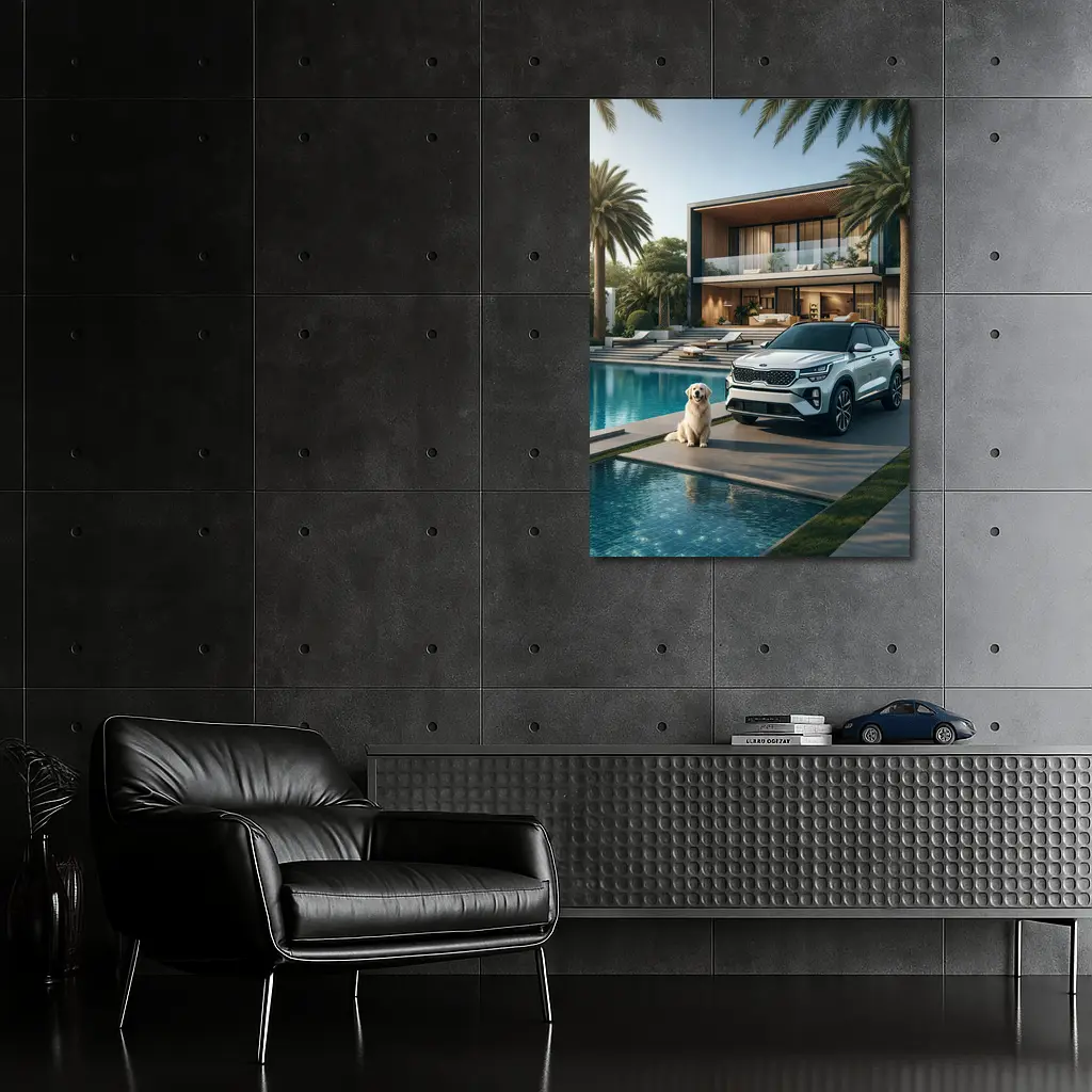 Kia Seltos SUV Luxury Villa Pool Setting – Wall Art