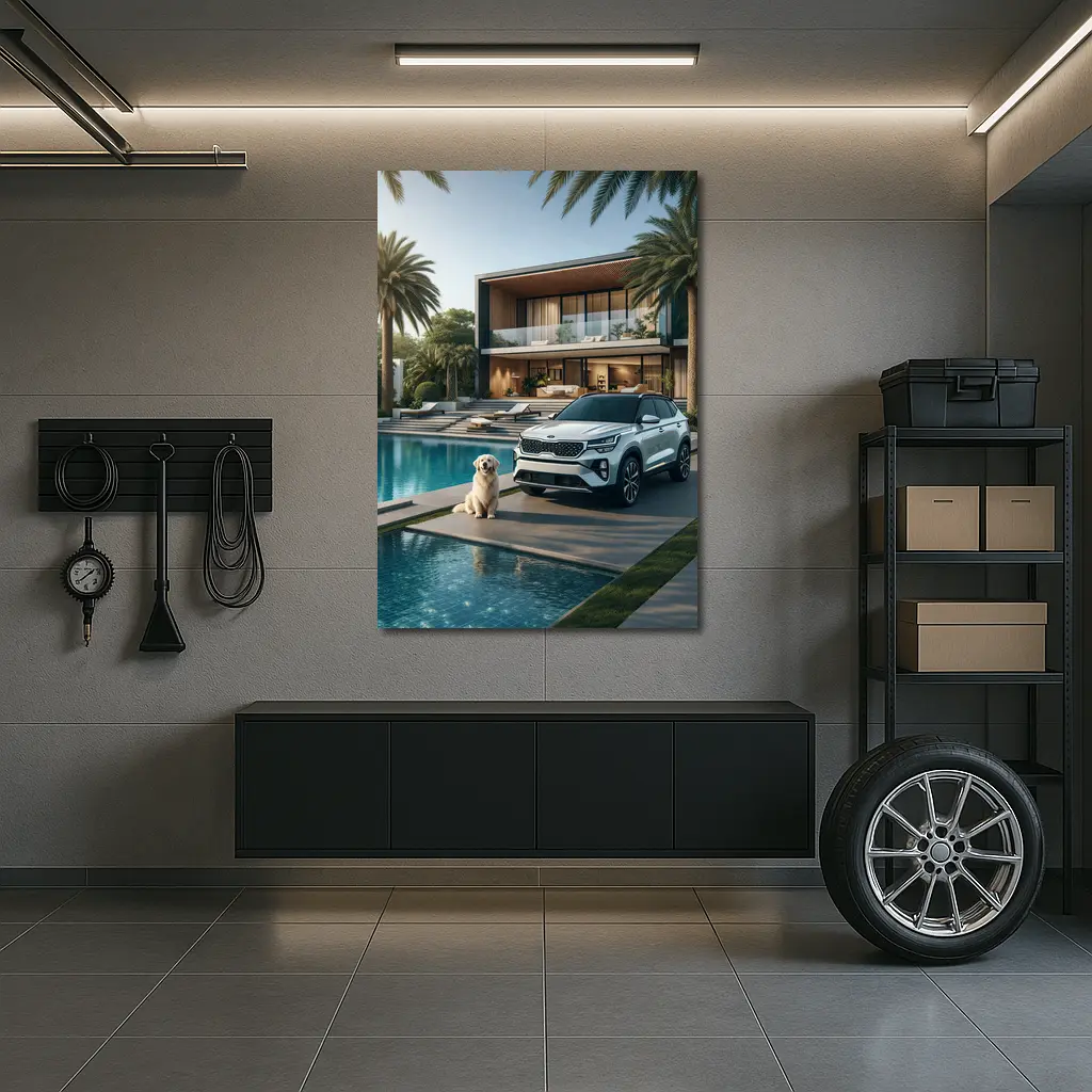 Kia Seltos SUV Luxury Villa Pool Setting – Wall Art