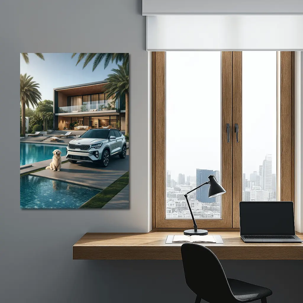 Kia Seltos SUV Luxury Villa Pool Setting – Wall Art