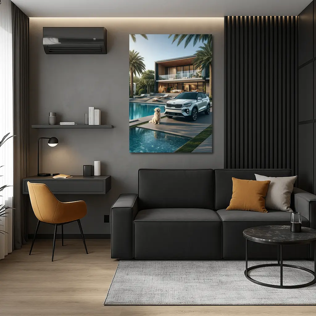 Kia Seltos SUV Luxury Villa Pool Setting – Wall Art