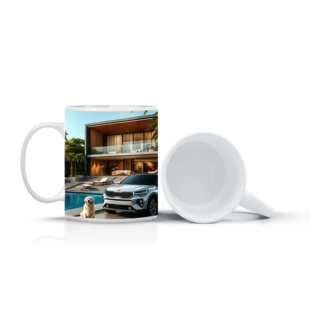 Kia Seltos White SUV Luxury Villa Pool – Mugs