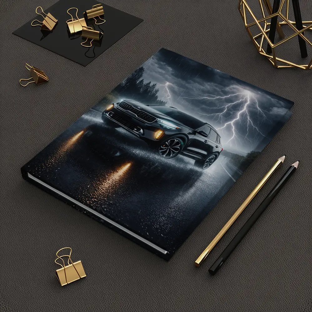 Kia Seltos SUV Driving Through Thunderstorm Night – Notebooks