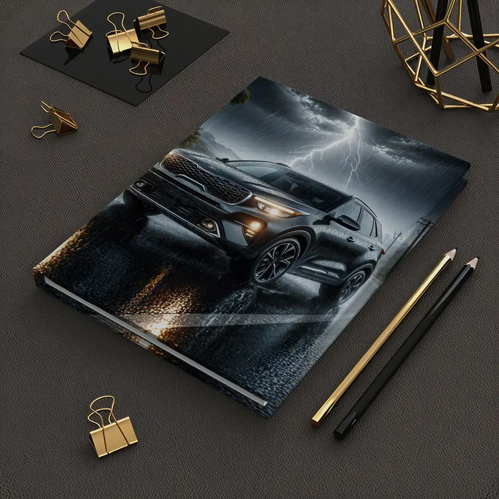 Kia Seltos SUV Dark Rainy Thunderstorm Night – Notebooks