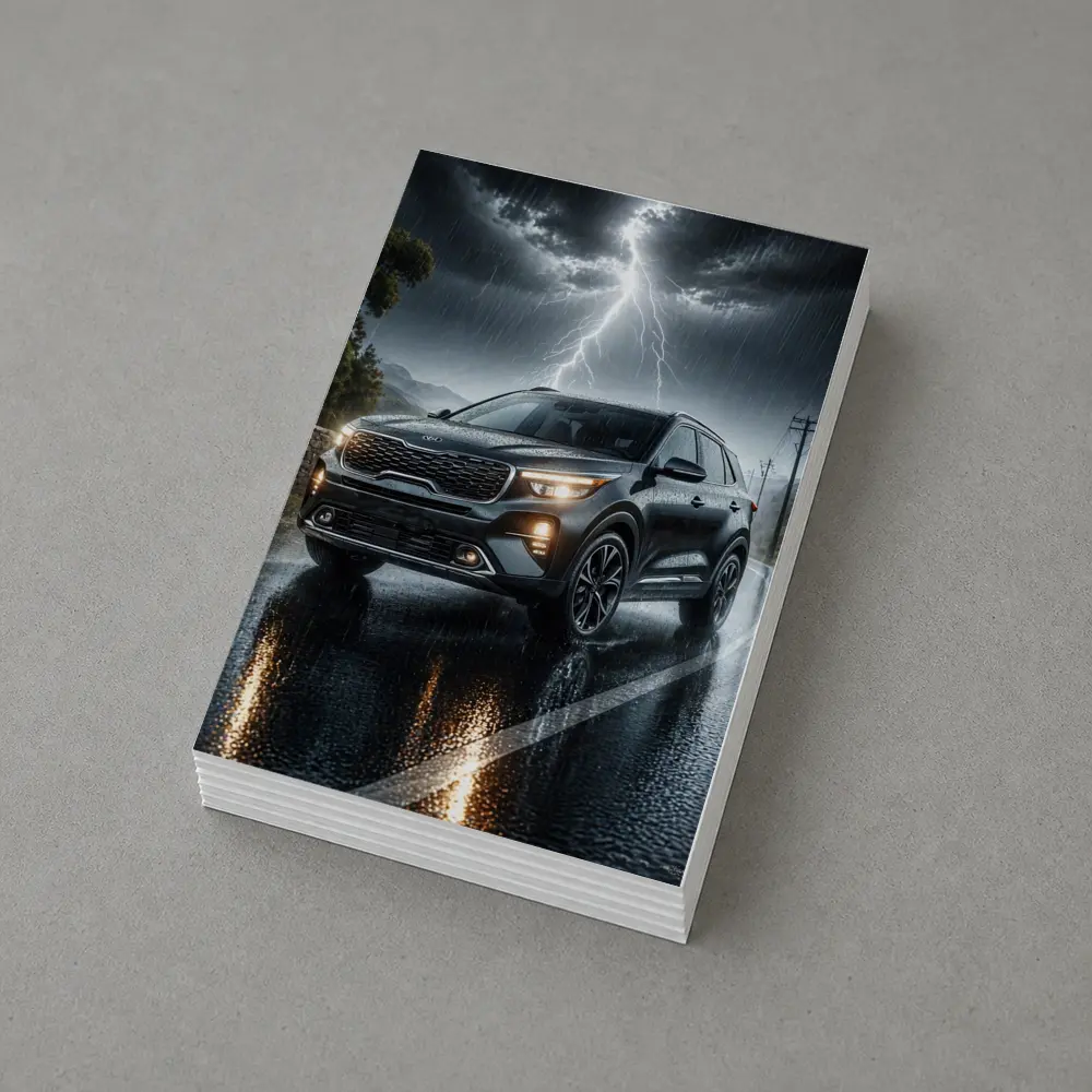Kia Seltos SUV Dark Rainy Thunderstorm Night – Postcards