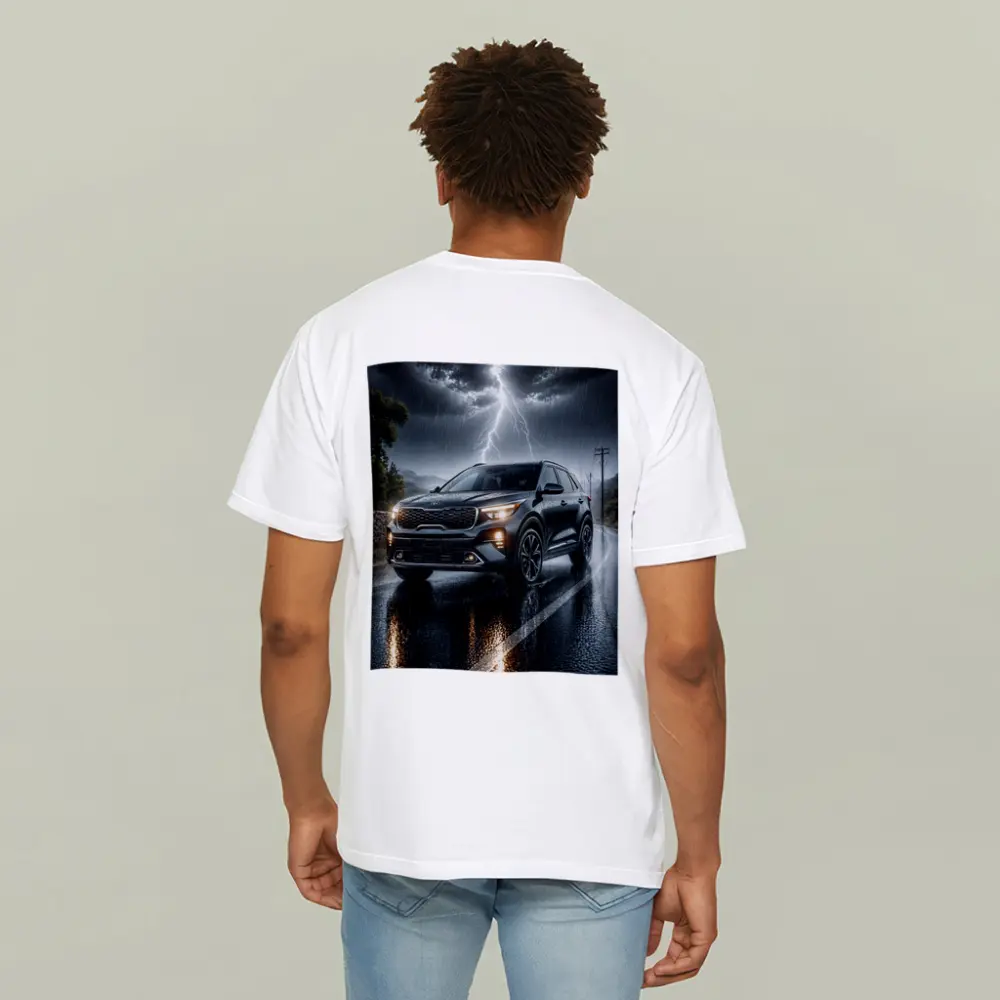 Kia Seltos SUV Dark Rainy Thunderstorm Night – T-Shirts