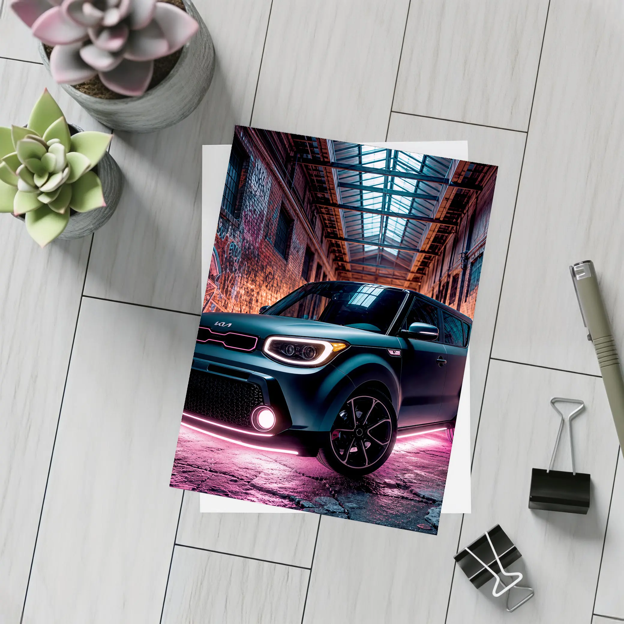 Kia Soul Neon Glow Graffiti Warehouse – Postcards