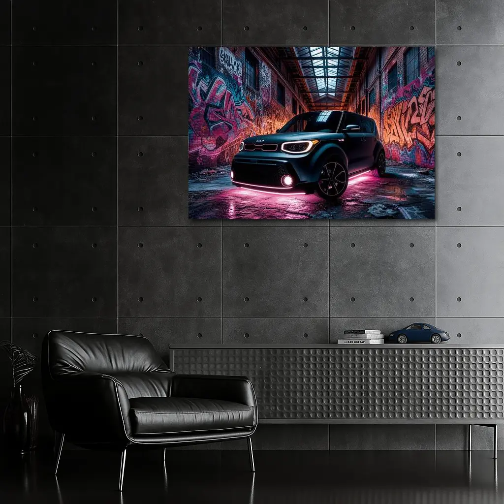 Kia Soul Neon Glow Graffiti Warehouse – Wall Art