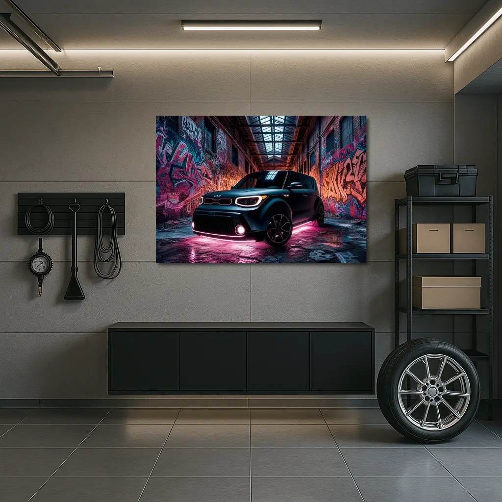 Kia Soul Neon Glow Graffiti Warehouse – Wall Art