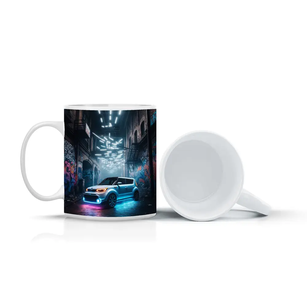 Kia Soul Neon Lights Urban Alley Night – Mugs