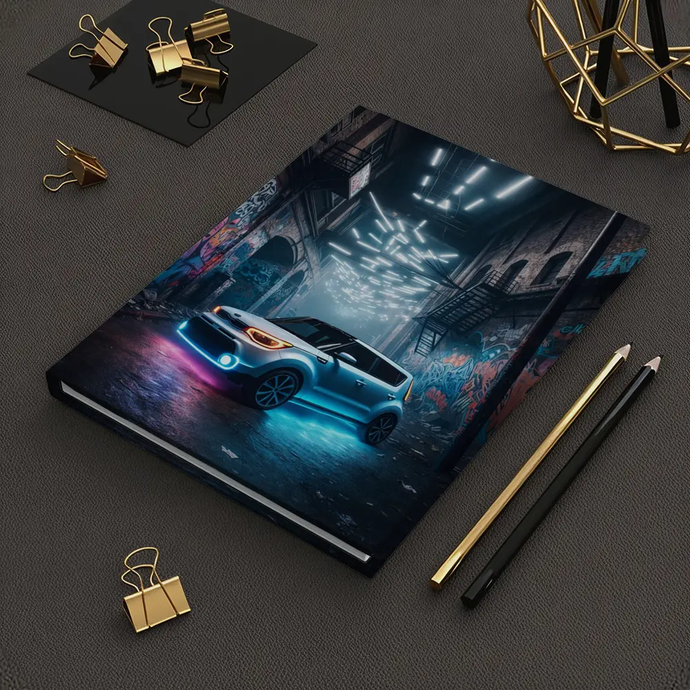 Kia Soul Neon Lights Urban Alley Night – Notebooks