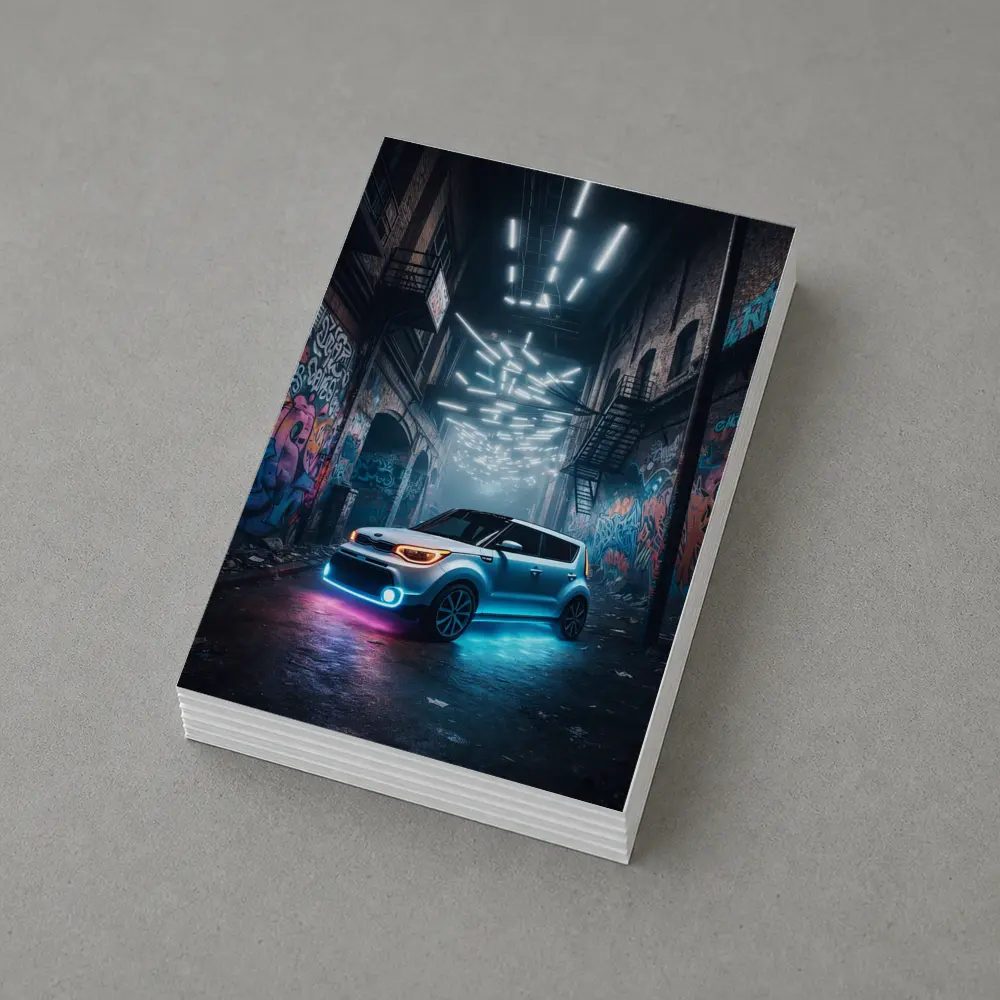 Kia Soul Neon Lights Urban Alley Night – Postcards