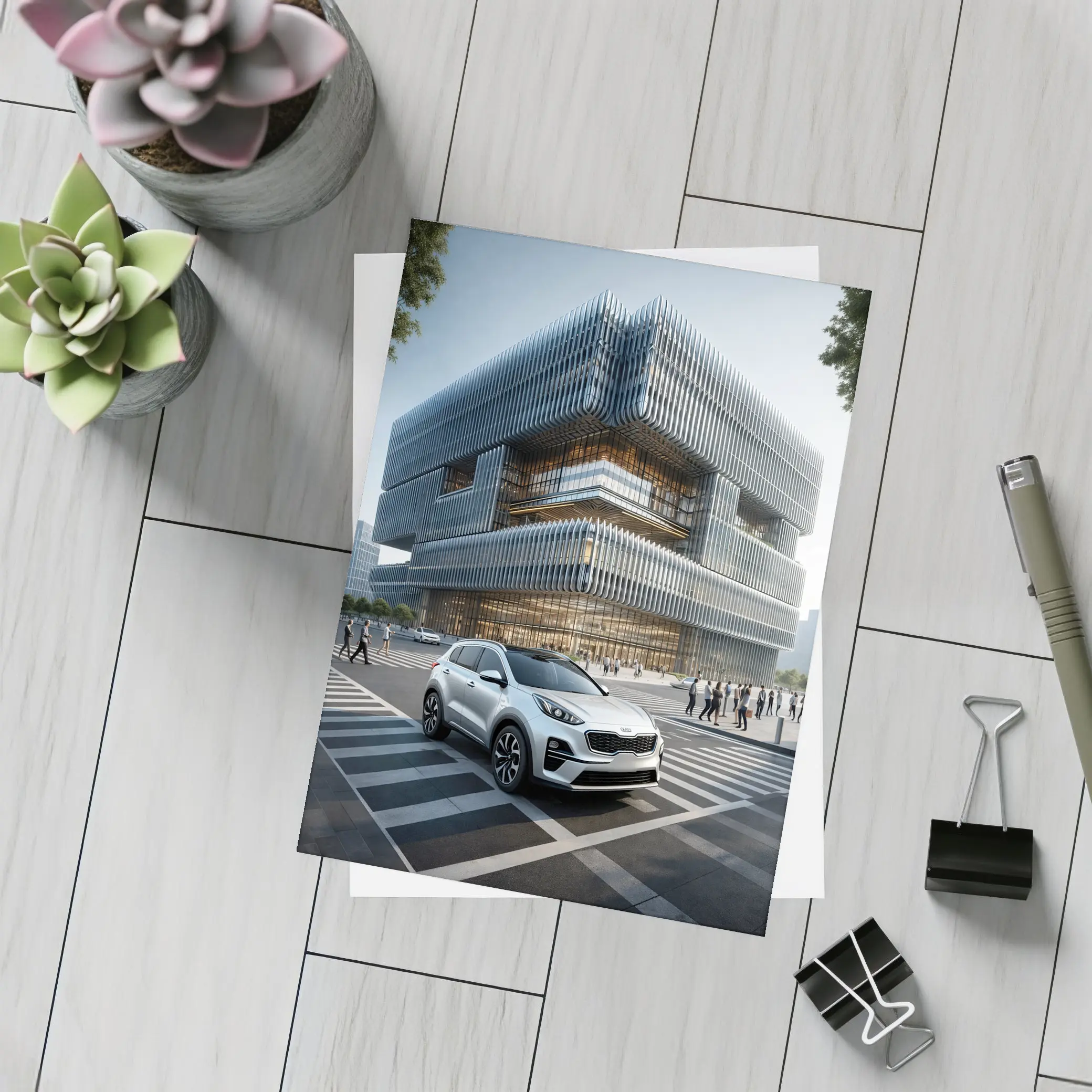 Kia Sportage SUV Modern City Architecture – Postcards