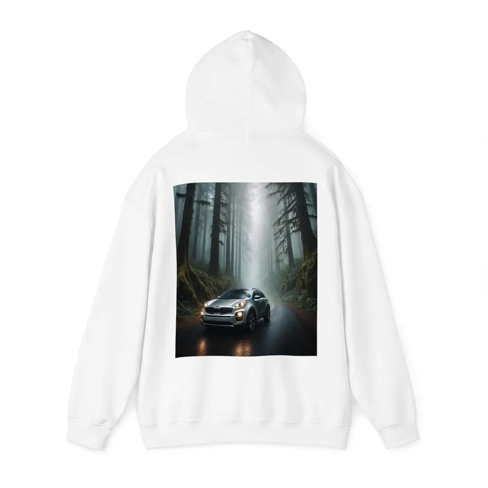 Kia Sportage Silver SUV Misty Forest Road – Hoodies