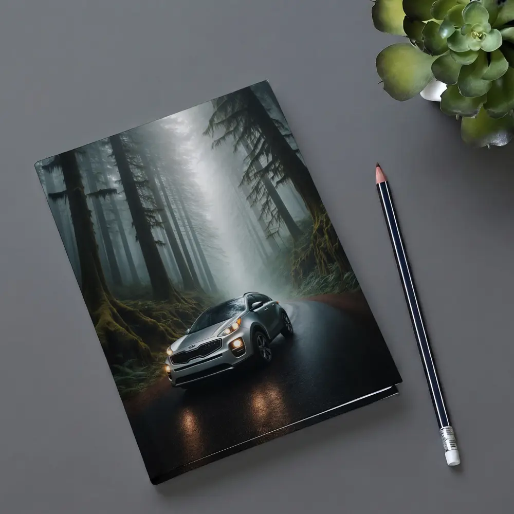 Kia Sportage Silver SUV Misty Forest Road – Notebooks