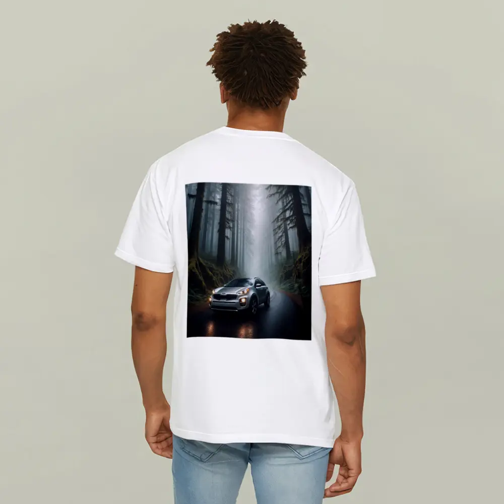 Kia Sportage Silver SUV Misty Forest Road – T-Shirts