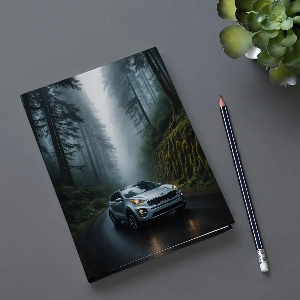 Kia Sportage Silver SUV Misty Forest Road – Notebooks