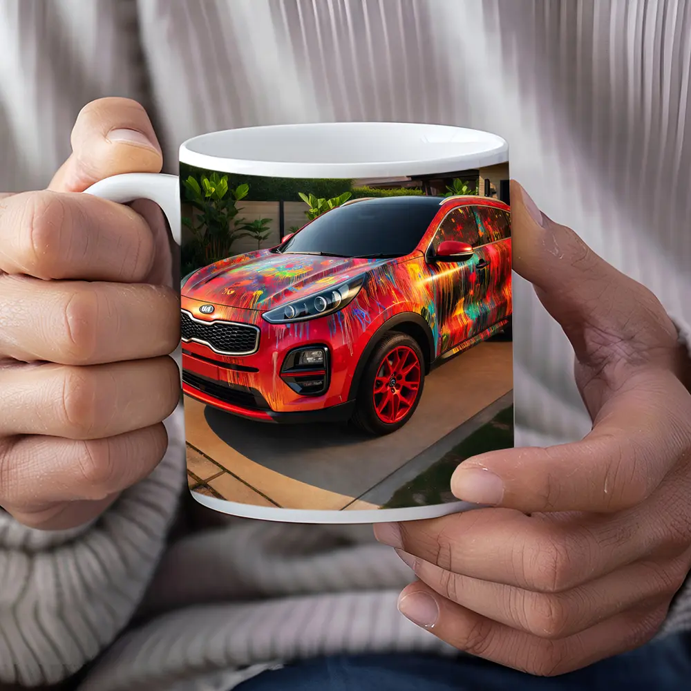 Kia Sportage Colorful Paint Splatter Driveway – Mugs