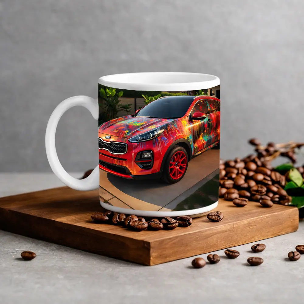 Kia Sportage Colorful Paint Splatter Driveway – Mugs