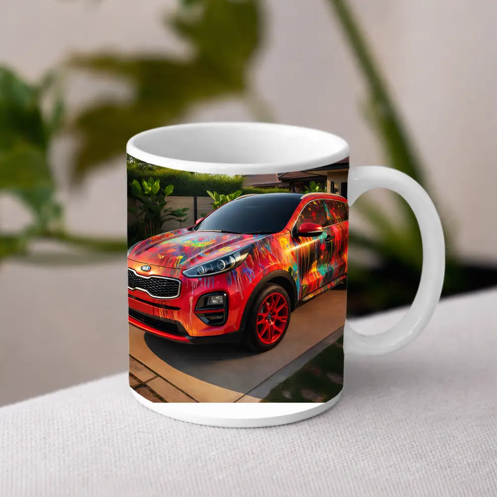 Kia Sportage Colorful Paint Splatter Driveway – Mugs