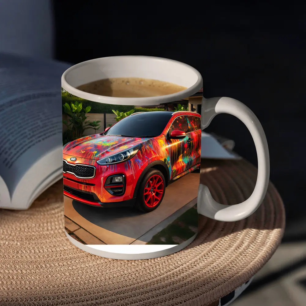 Kia Sportage Colorful Paint Splatter Driveway – Mugs