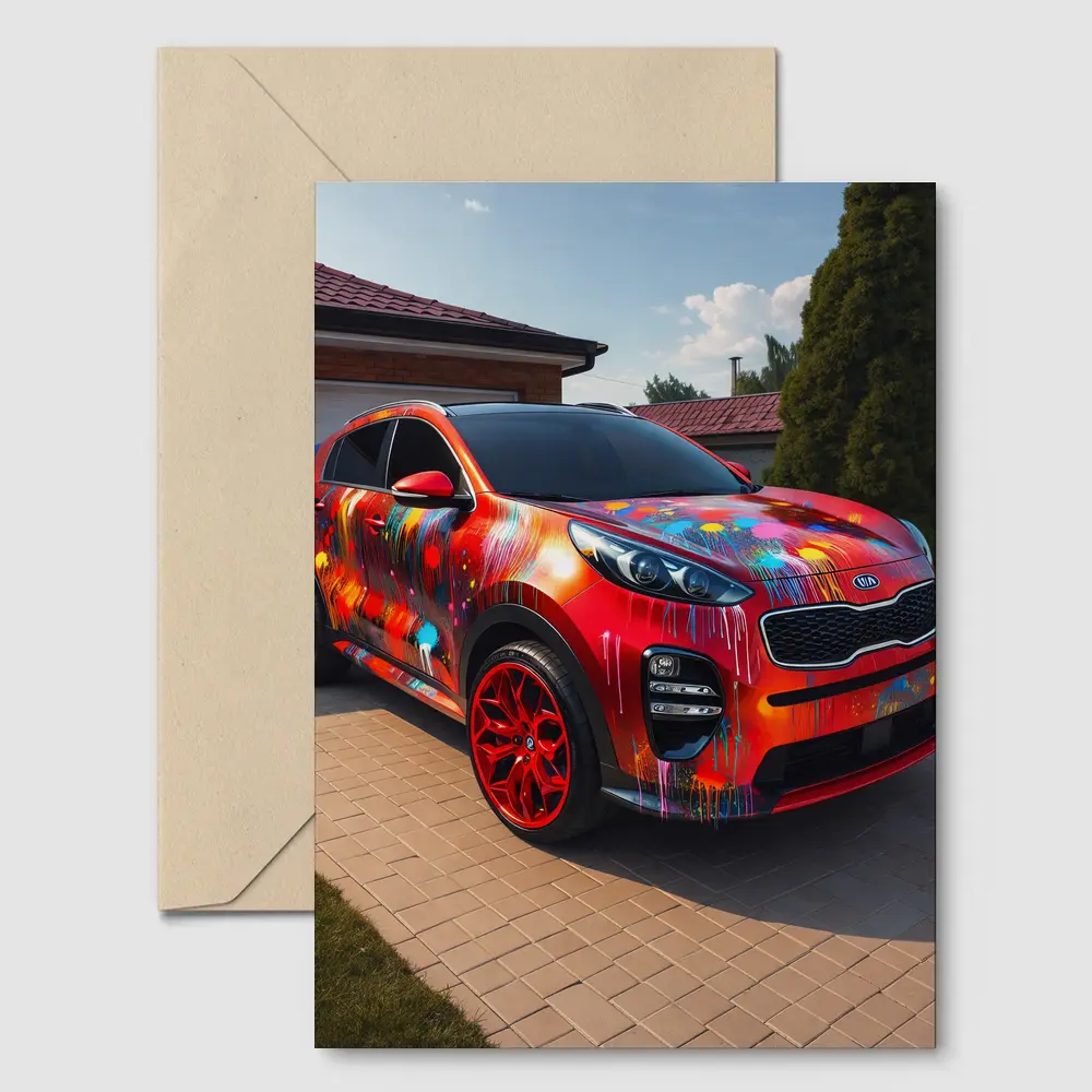 Kia Sportage Colorful Paint Splash Driveway – Postcards