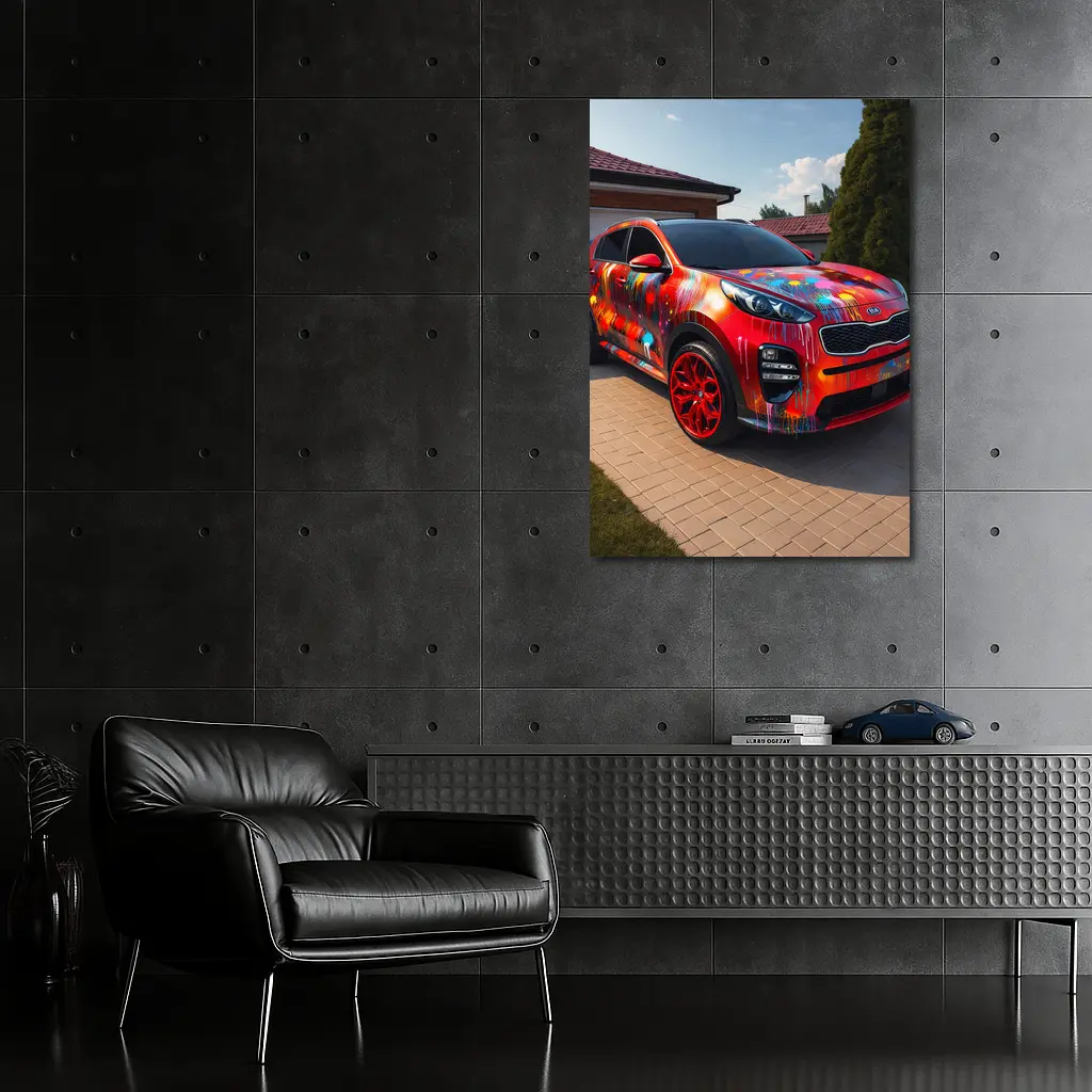 Kia Sportage Colorful Paint Splash Driveway – Wall Art