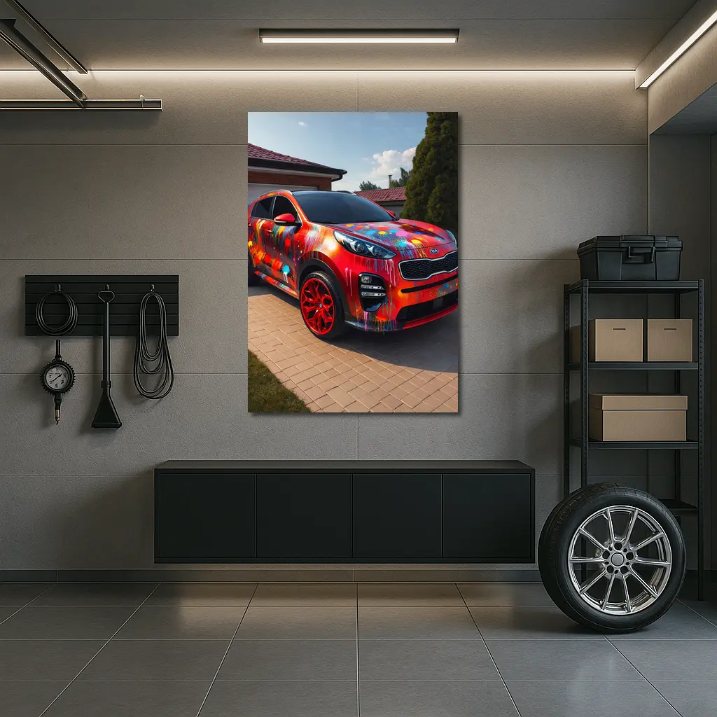 Kia Sportage Colorful Paint Splash Driveway – Wall Art