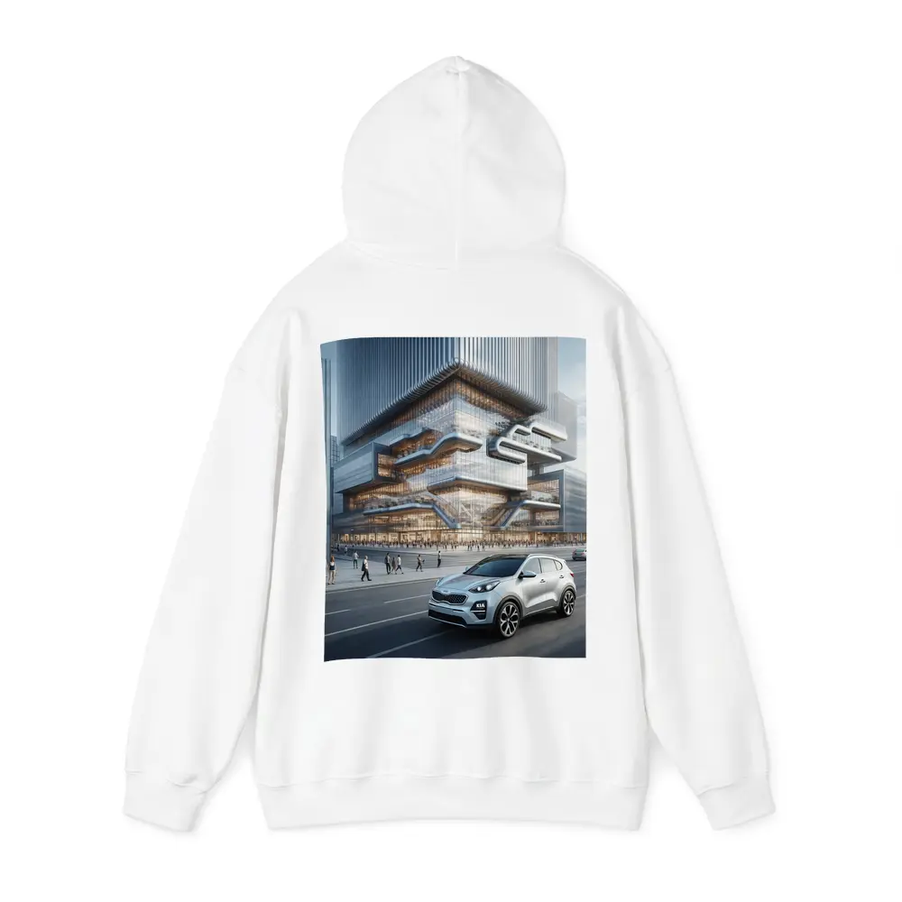 Kia Sportage SUV Modern City Building Background – Hoodies