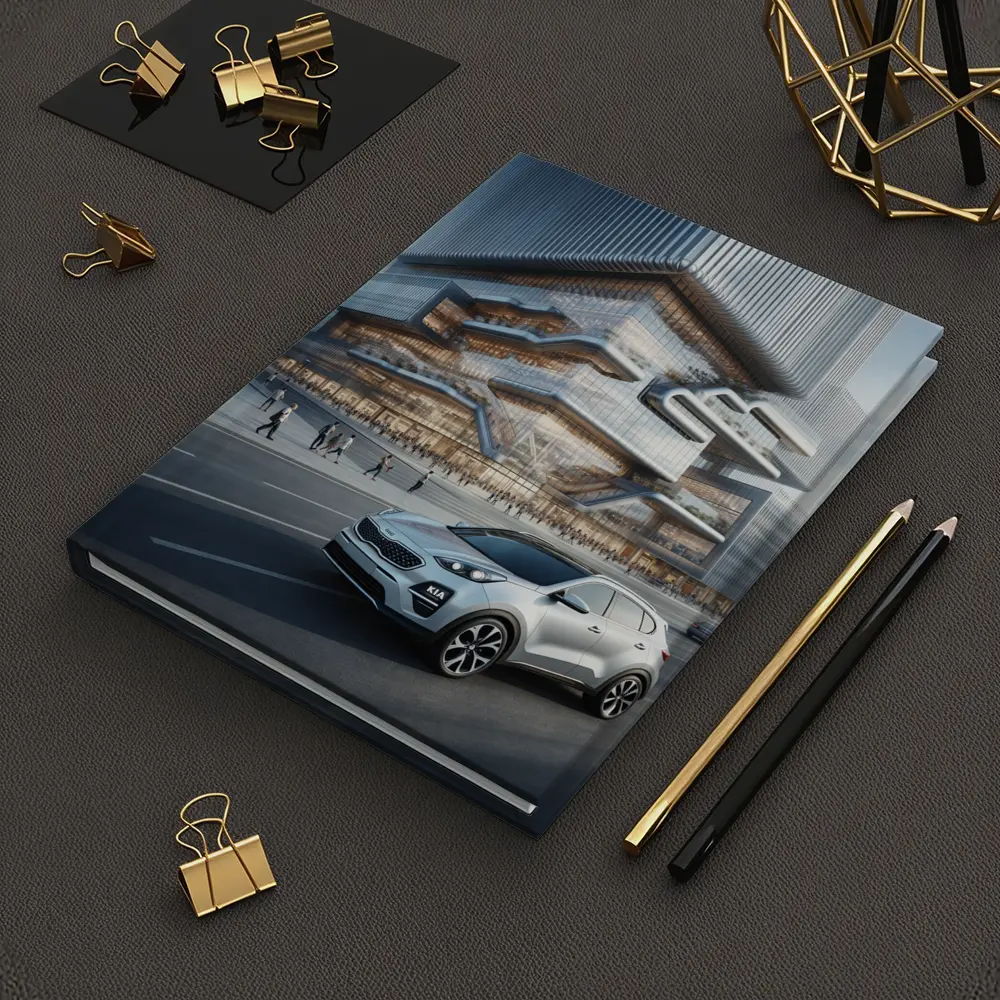 Kia Sportage SUV Modern City Building Background – Notebooks