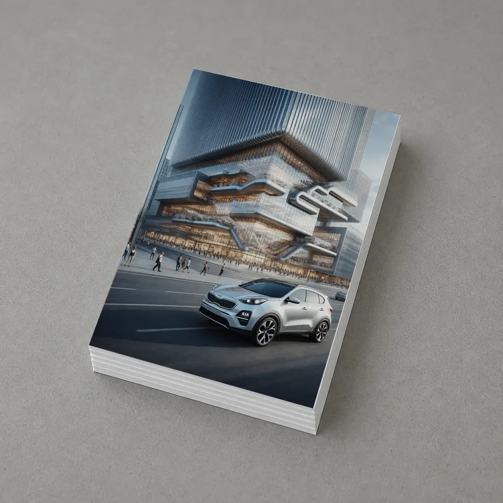 Kia Sportage SUV Modern City Building Background – Postcards