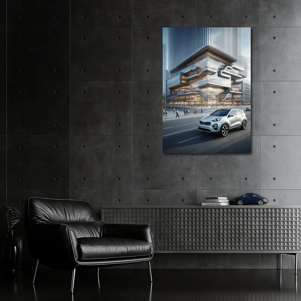 Kia Sportage SUV Modern City Building Background – Wall Art
