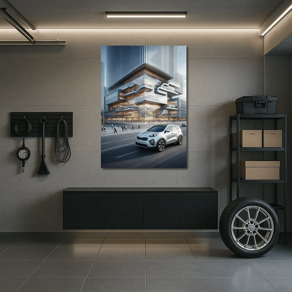 Kia Sportage SUV Modern City Building Background – Wall Art