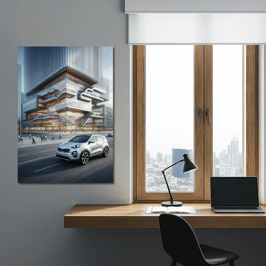 Kia Sportage SUV Modern City Building Background – Wall Art