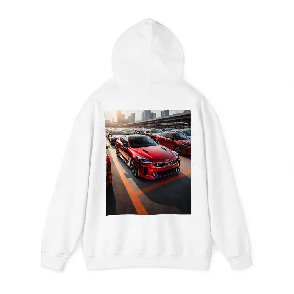 Kia Stinger Red Car Urban City Background – Hoodies