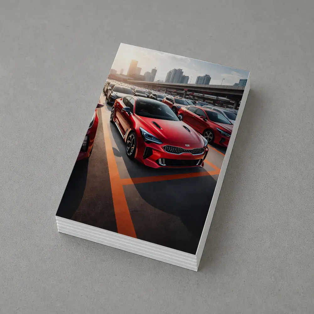 Kia Stinger Red Car Urban City Background – Postcards