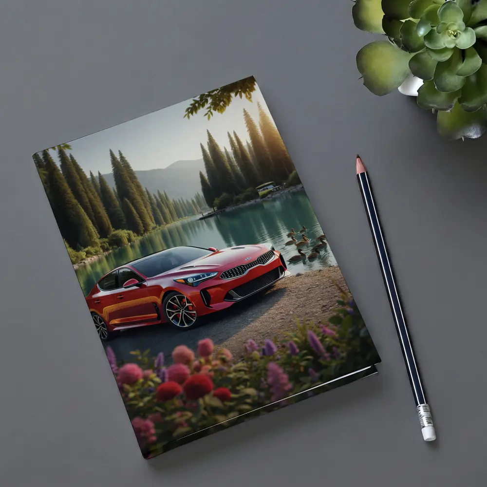 Kia Stinger Red Sports Sedan Lake Setting – Notebooks